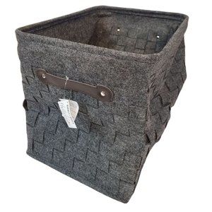 Grey Collapsible Felt Woven Basket NEW